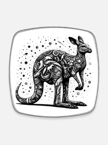 Känguru - Viereckiger Kühlschrankmagnet - Weiß
