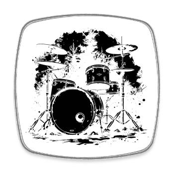 Drum Set Skizze - Viereckiger Kühlschrankmagnet - Weiß - Vorne