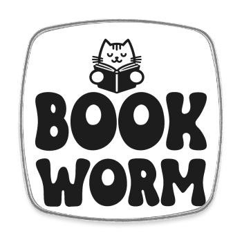 Bücher Lesen Bücherwurm - Viereckiger Kühlschrankmagnet - Weiß - Vorne