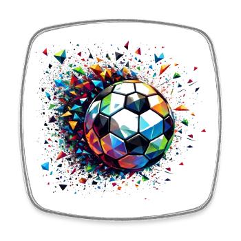 Colourful dynamic football motif with light reflections - Square fridge magnet - white - Front