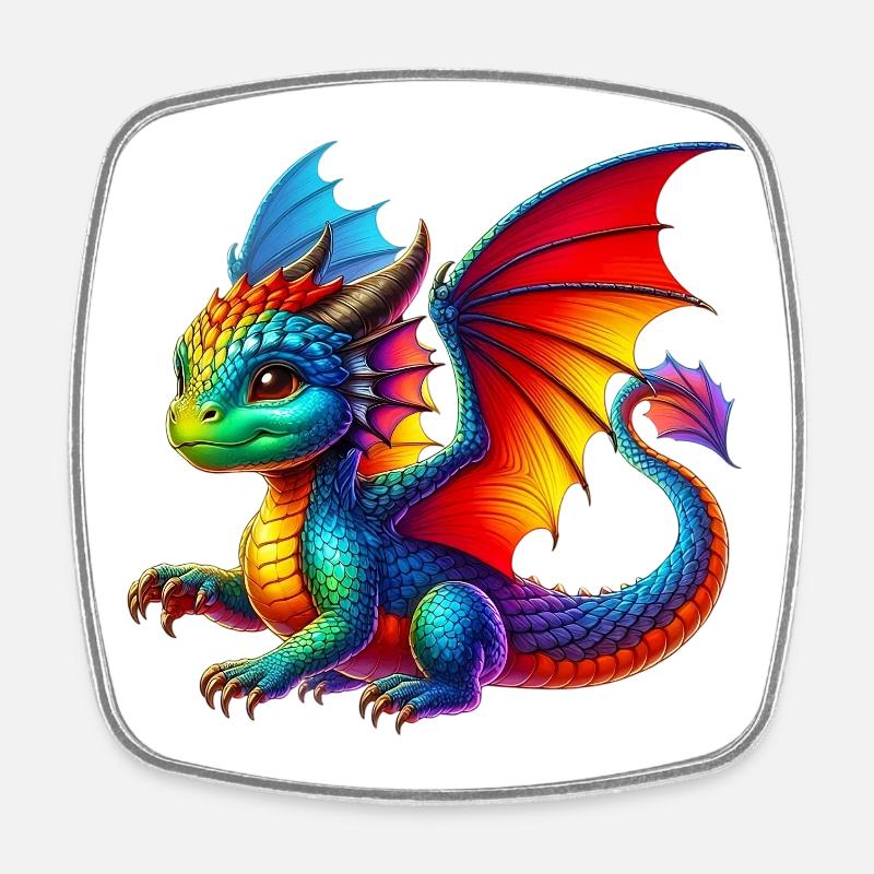 Dragon - Magnet carré - blanc