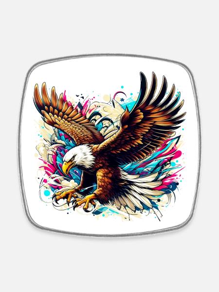 Aigle - Magnet carré - blanc