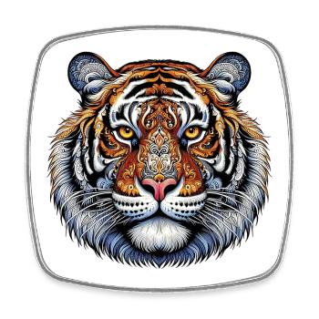 Tiger - Viereckiger Kühlschrankmagnet - Weiß - Vorne