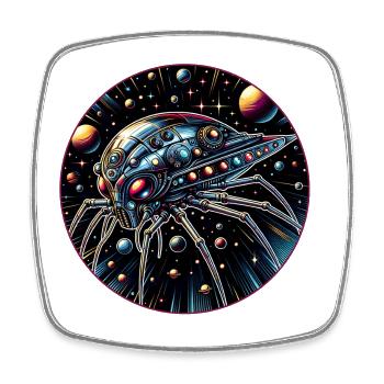 Fantastic spider spaceship in space - Square fridge magnet - white - Front