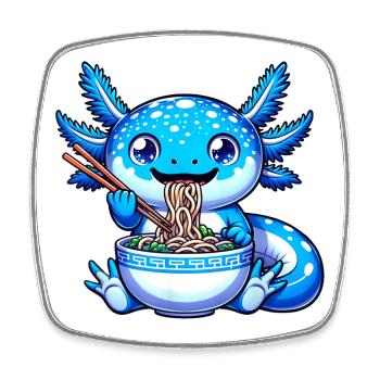 Blue Noodle Dragon Chopsticks - Square fridge magnet - white - Front