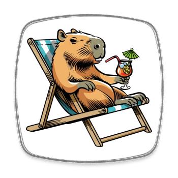 Don't worry be Cappy - Capybara - Urlaub - Viereckiger Kühlschrankmagnet - Weiß - Vorne