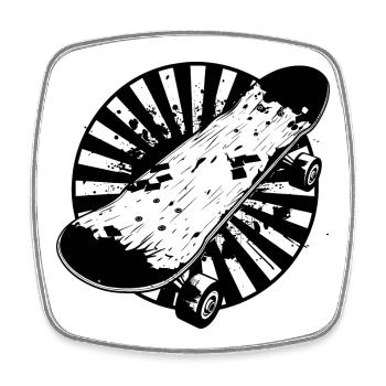 Skateboard Drawing - Square fridge magnet - white - Front