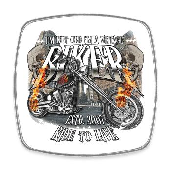 2007 Jahrgang Geburtstag Biker Chopper Motorrad - Viereckiger Kühlschrankmagnet - Weiß - Vorne