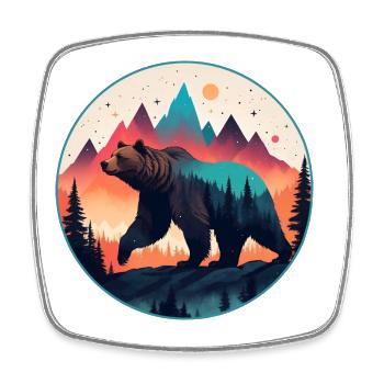 Grizzly Bear Kodiak Bear Brown Bear Silhouette - Square fridge magnet - white - Front