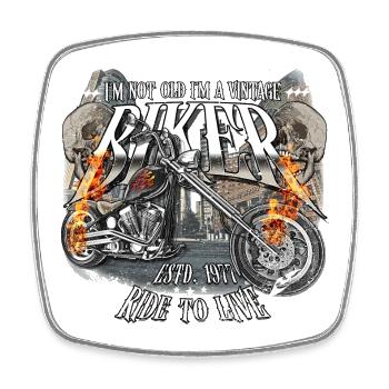 1977 Jahrgang Geburtstag Biker Motorrad - Viereckiger Kühlschrankmagnet - Weiß - Vorne