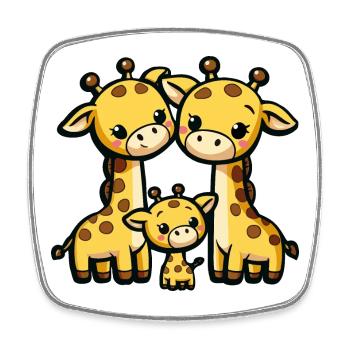 Giraffen Familie - Viereckiger Kühlschrankmagnet - Weiß - Vorne