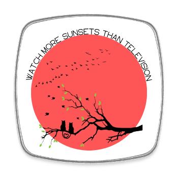 Watch more sunsets than Television - Viereckiger Kühlschrankmagnet - Weiß - Vorne