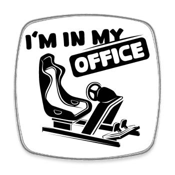 Sim racing office sayings racer funny gaming icon - Square fridge magnet - white - Front