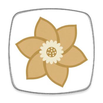 Gold & Creme Blume - Viereckiger Kühlschrankmagnet - Weiß - Vorne