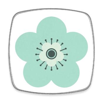 Mint Green & Blue Flower - Square fridge magnet - white - Front