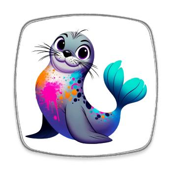 Seal - Square fridge magnet - white - Front