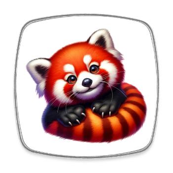 Red panda - Square fridge magnet - white - Front