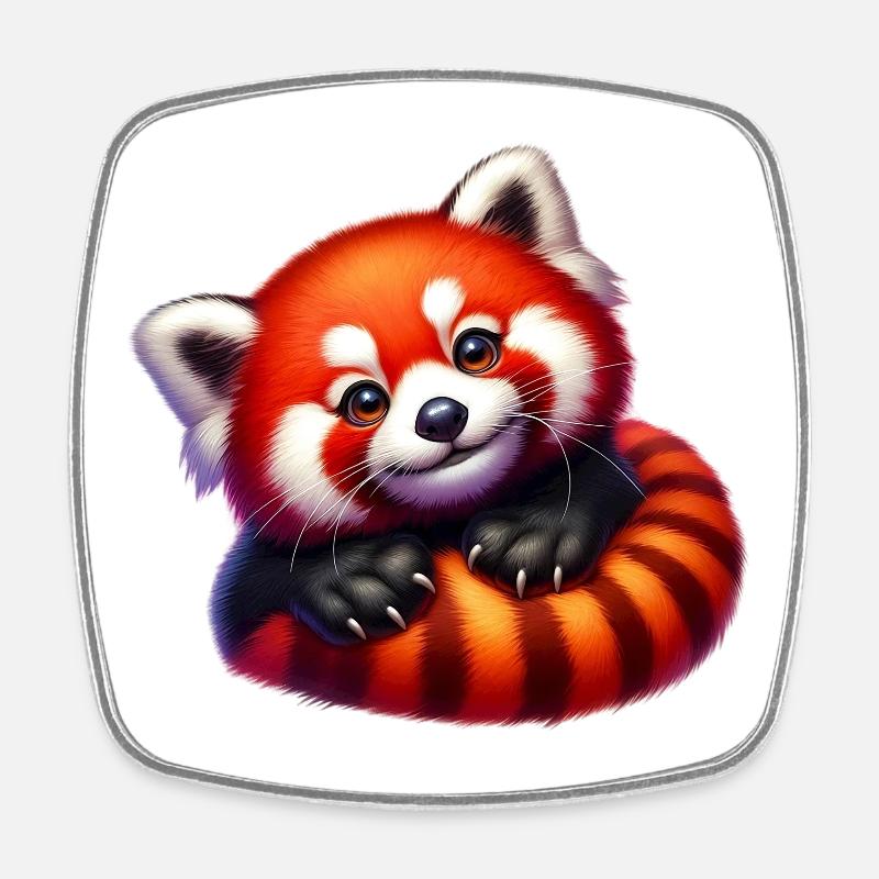 Red panda - Square fridge magnet - white