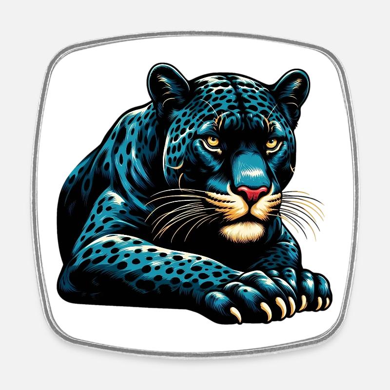 Panther - Viereckiger Kühlschrankmagnet - Weiß