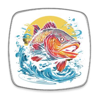 Fishing Illustration - Square fridge magnet - white - Front