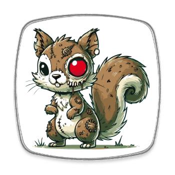 creepy zombie squirrel for halloween fun - Square fridge magnet - white - Front