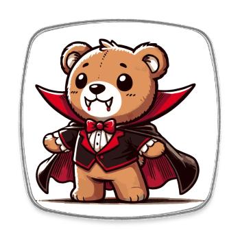 niedlicher Vampir-Teddy Bär für Halloween Spaß - Viereckiger Kühlschrankmagnet - Weiß - Vorne