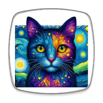 Cat - Square fridge magnet - white - Front