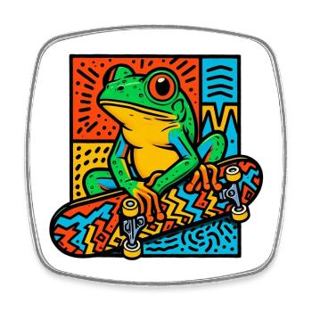 Planche à roulettes Frog - Magnet carré - blanc - Devant