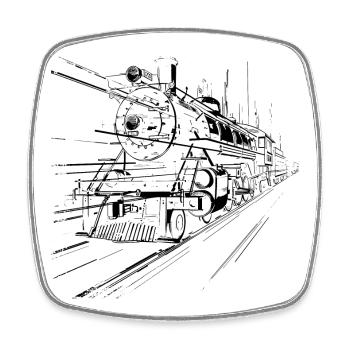 Train - Square fridge magnet - white - Front