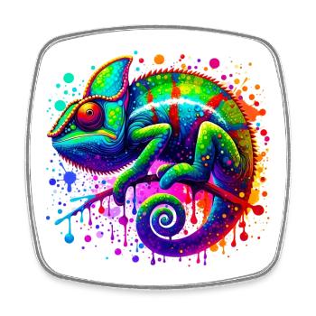 Chameleon - Square fridge magnet - white - Front