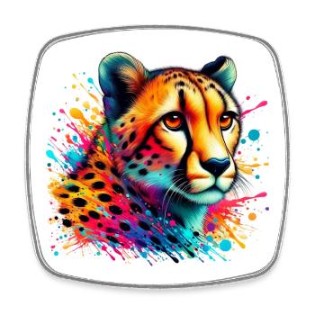 Guépard - Magnet carré - blanc - Devant