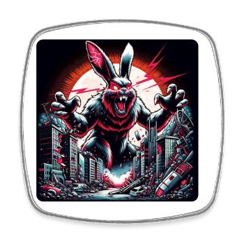 Attention à la catastrophe du lapin - Magnet carré - blanc - Devant