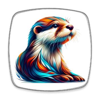 Otter - Square fridge magnet - white - Front