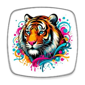 Tiger - Square fridge magnet - white - Front