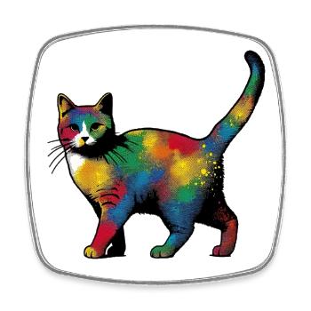 Chat - Magnet carré - blanc - Devant