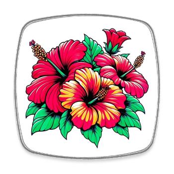Hibiscus Flowers - Square fridge magnet - white - Front