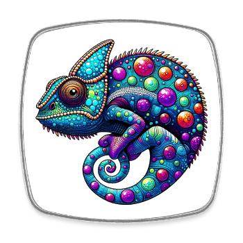 Chameleon - Square fridge magnet - white - Front