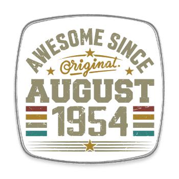 August 1954 Birthday August 1954 August 1954 Retro - Square fridge magnet - white - Front