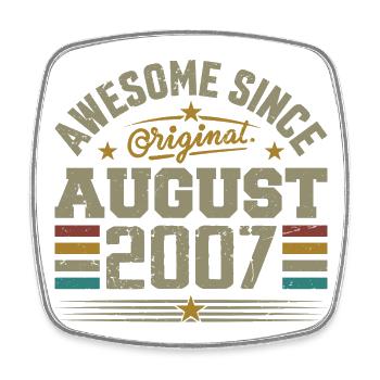 August 2007 Geburtstag August 2007 August 2007 Retro - Viereckiger Kühlschrankmagnet - Weiß - Vorne