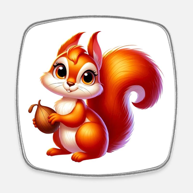 Eichhörnchen - Viereckiger Kühlschrankmagnet - Weiß