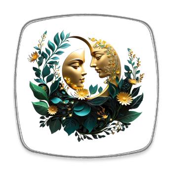 Two decorated crescent moons - Square fridge magnet - white - Front