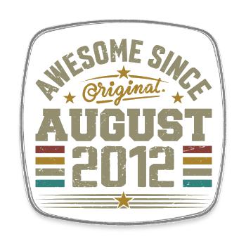 August 2012 Geburtstag August 2012 August 2012 Retro - Viereckiger Kühlschrankmagnet - Weiß - Vorne
