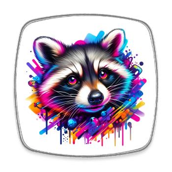Waschbär - Viereckiger Kühlschrankmagnet - Weiß - Vorne