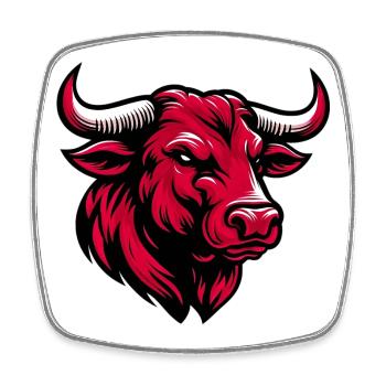 Stier - Viereckiger Kühlschrankmagnet - Weiß - Vorne