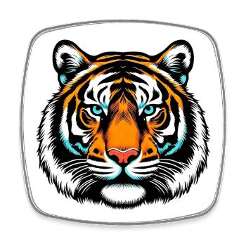 Tiger - Viereckiger Kühlschrankmagnet - Weiß - Vorne