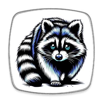 Raccoon - Square fridge magnet - white - Front