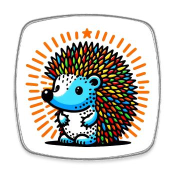 Igel - Viereckiger Kühlschrankmagnet - Weiß - Vorne