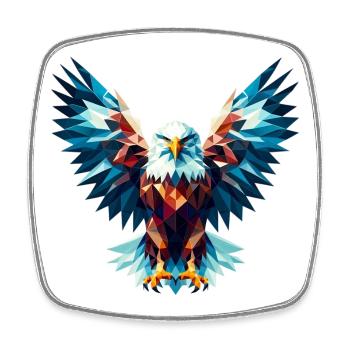 Aigle polygonal - Magnet carré - blanc - Devant