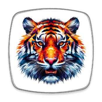 Tigre polygonal - Magnet carré - blanc - Devant