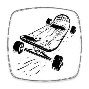 Skateboard - Square fridge magnet - white - Front